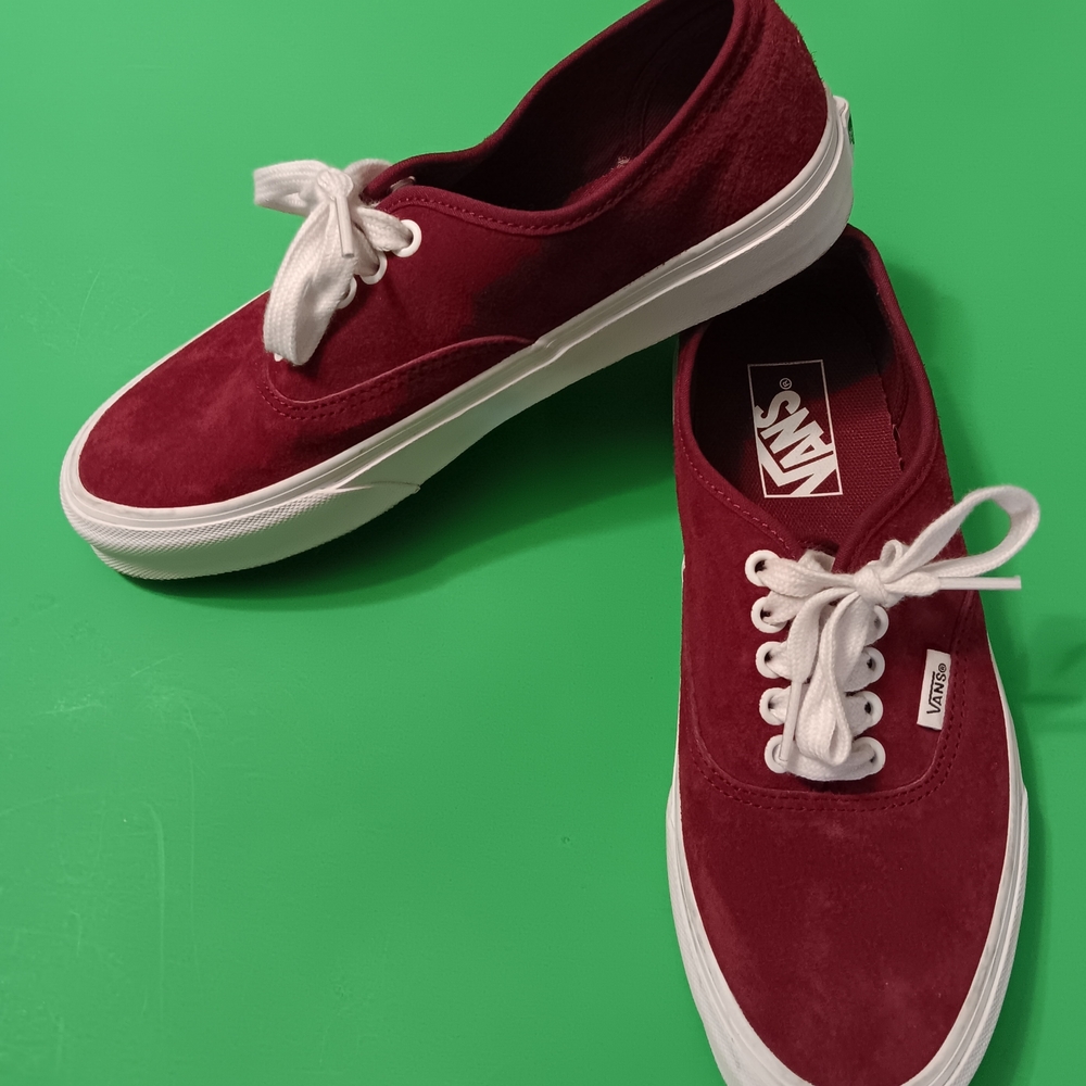 Vans Maroon Canvas Low-Top Sneakers with White Soles